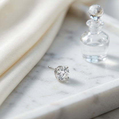 18k Yellow Gold 4-prong Round Brilliant Diamond Stud Earrings (1 Ct. T.w., Si1-si2 Clarity, H-i Color) — atelier still life
