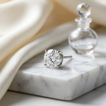 18k Yellow Gold 4-prong Round Brilliant Diamond Stud Earrings (1.06 Ct. T.w., Vs1-vs2 Clarity, H-i Color) — atelier still life