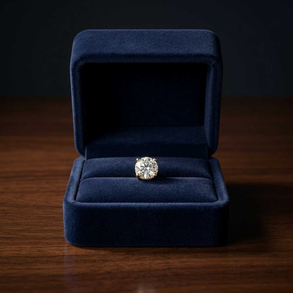 18k Yellow Gold 4-prong Round Brilliant Diamond Stud Earrings (1.47 Ct. T.w., Si1-si2 Clarity, H-i Color) — gift presentation