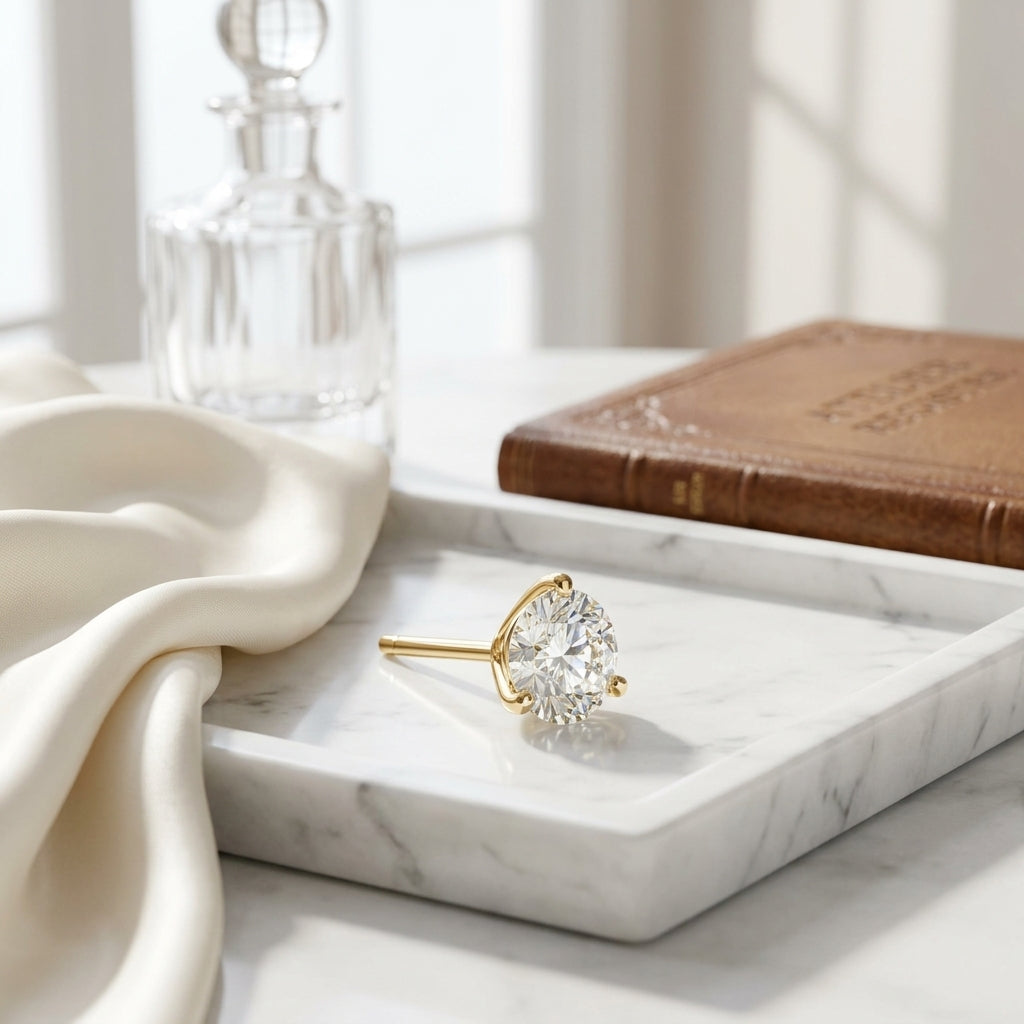18k Yellow Gold 4-prong Round Brilliant Diamond Stud Earrings (2.09 Ct. T.w., Vs1-vs2 Clarity, H-i Color) — atelier still life