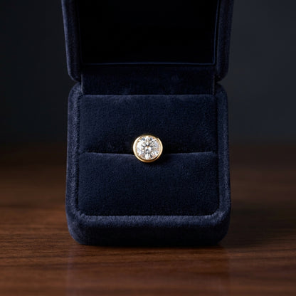 18k Yellow Gold Bezel Set Round Brilliant Diamond Stud Earrings (0.75 Ct. T.w., Vs1-vs2 Clarity, F-g Color) — gift presentation