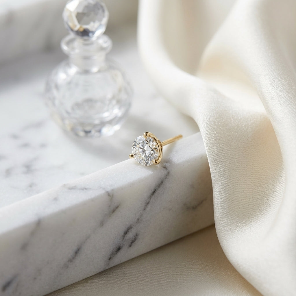 18k Yellow Gold Bezel Set Round Brilliant Diamond Stud Earrings (0.75 Ct. T.w., Si1-si2 Clarity, J-k Color) — atelier still life