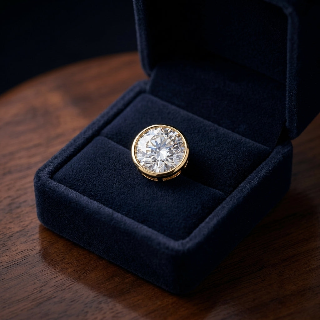 18k Yellow Gold Bezel Set Round Brilliant Diamond Stud Earrings (0.75 Ct. T.w., Si1-si2 Clarity, J-k Color) — gift presentation
