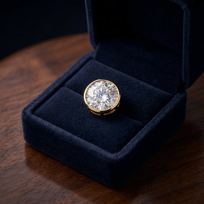 18k Yellow Gold Bezel Set Round Brilliant Diamond Stud Earrings (0.75 Ct. T.w., Si1-si2 Clarity, J-k Color) — gift presentation