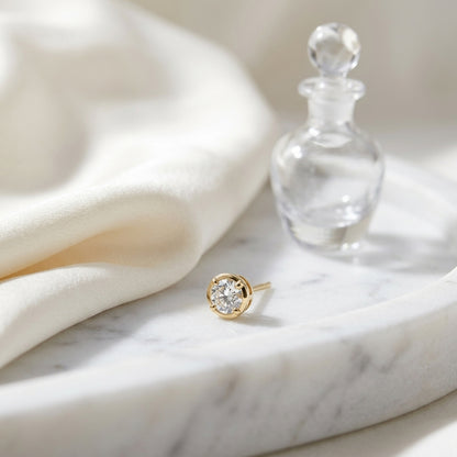 18k Yellow Gold Bezel Set Round Brilliant Diamond Stud Earrings (1.06 Ct. T.w., Vs1-vs2 Clarity, F-g Color) — atelier still life