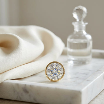 18k Yellow Gold Bezel Set Round Brilliant Diamond Stud Earrings (1.06 Ct. T.w., Vs1-vs2 Clarity, H-i Color) — atelier still life