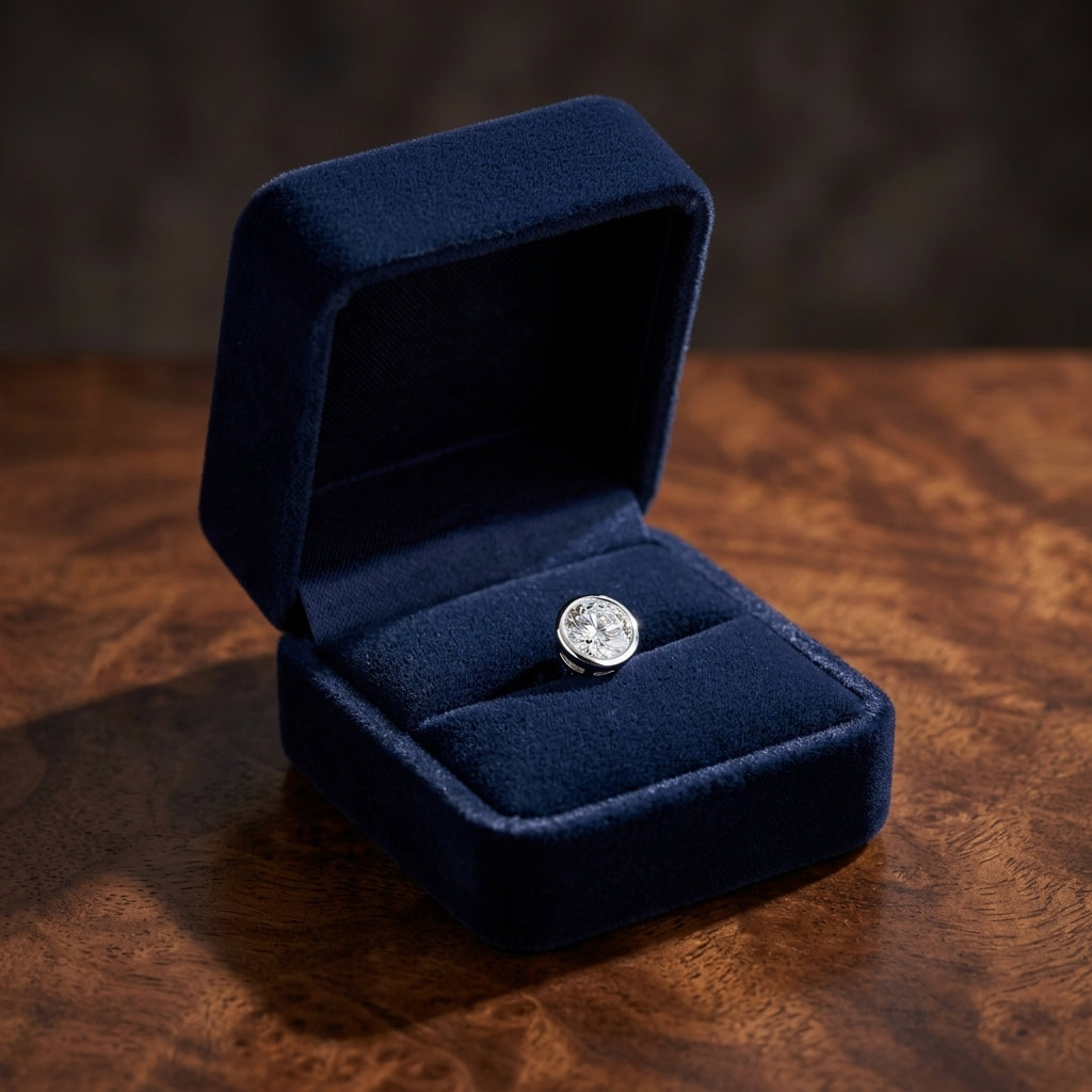 18k Yellow Gold Bezel Set Round Brilliant Diamond Stud Earrings (1.06 Ct. T.w., Vs1-vs2 Clarity, H-i Color) — gift presentation