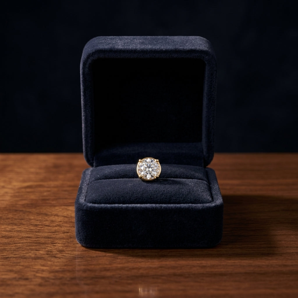 18k Yellow Gold Bezel Set Round Brilliant Diamond Stud Earrings (1 Ct. T.w., Si1-si2 Clarity, J-k Color) — gift presentation