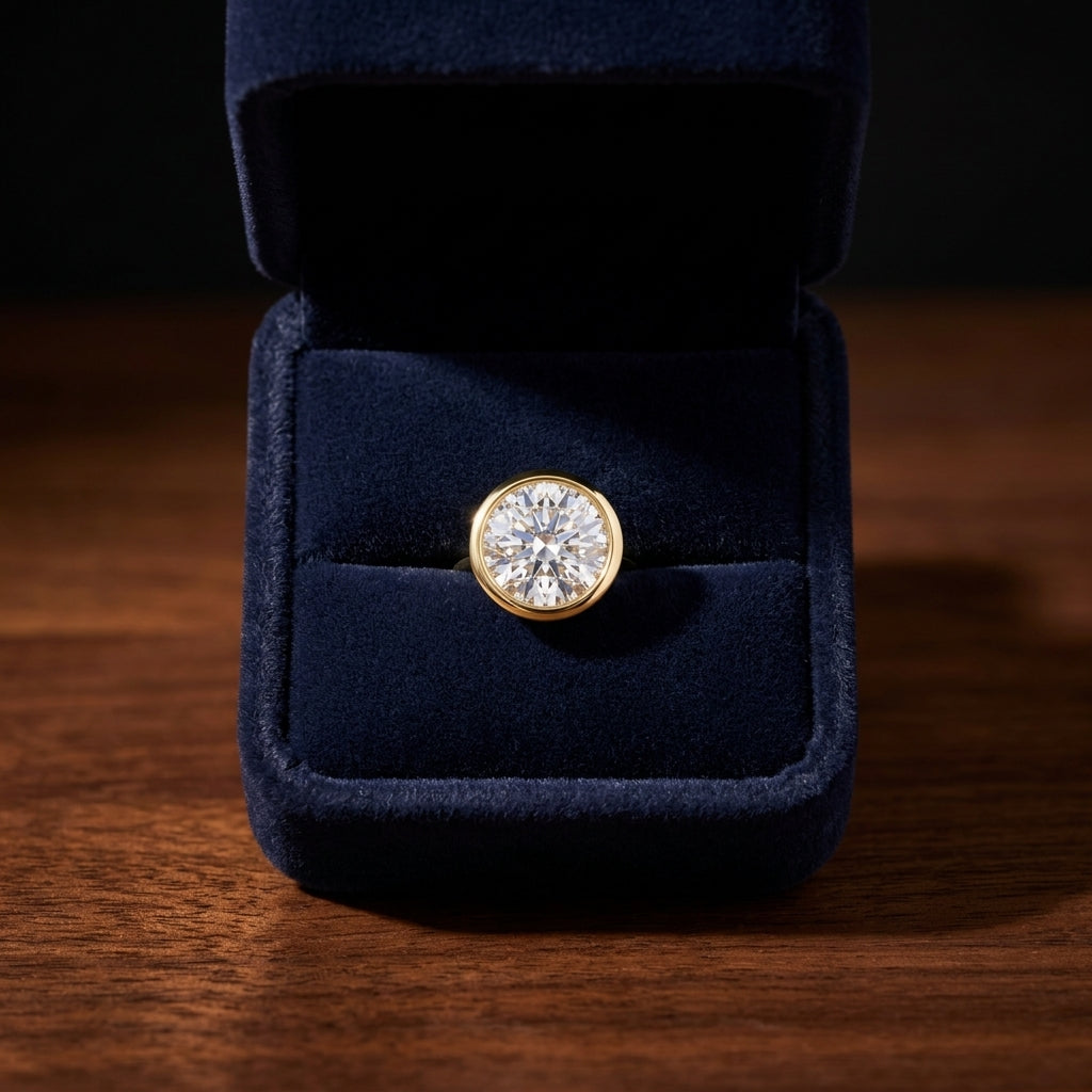18k Yellow Gold Bezel Set Round Brilliant Diamond Stud Earrings (1.47 Ct. T.w., Si1-si2 Clarity, H-i Color) — gift presentation