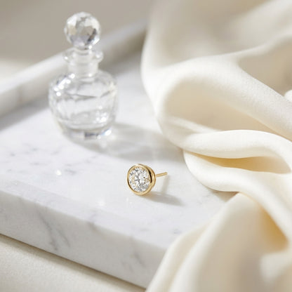 18k Yellow Gold Bezel Set Round Brilliant Diamond Stud Earrings (2.09 Ct. T.w., Vs1-vs2 Clarity, H-i Color) — atelier still life