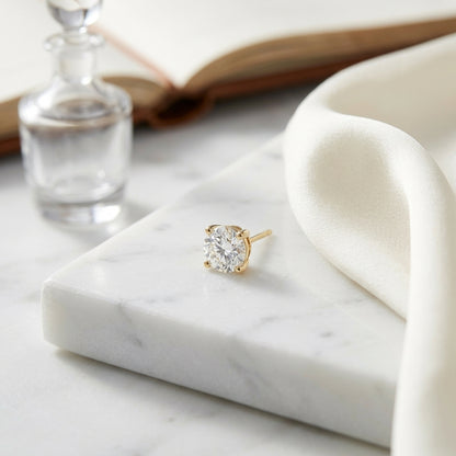 18k Yellow Gold 8-prong Round Brilliant Diamond Stud Earrings (0.75 Ct. T.w., Vs1-vs2 Clarity, F-g Color) — atelier still life