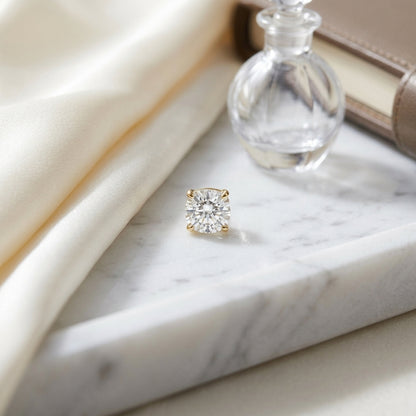 18k Yellow Gold 8-prong Round Brilliant Diamond Stud Earrings (0.75 Ct. T.w., Si1-si2 Clarity, H-i Color) — atelier still life