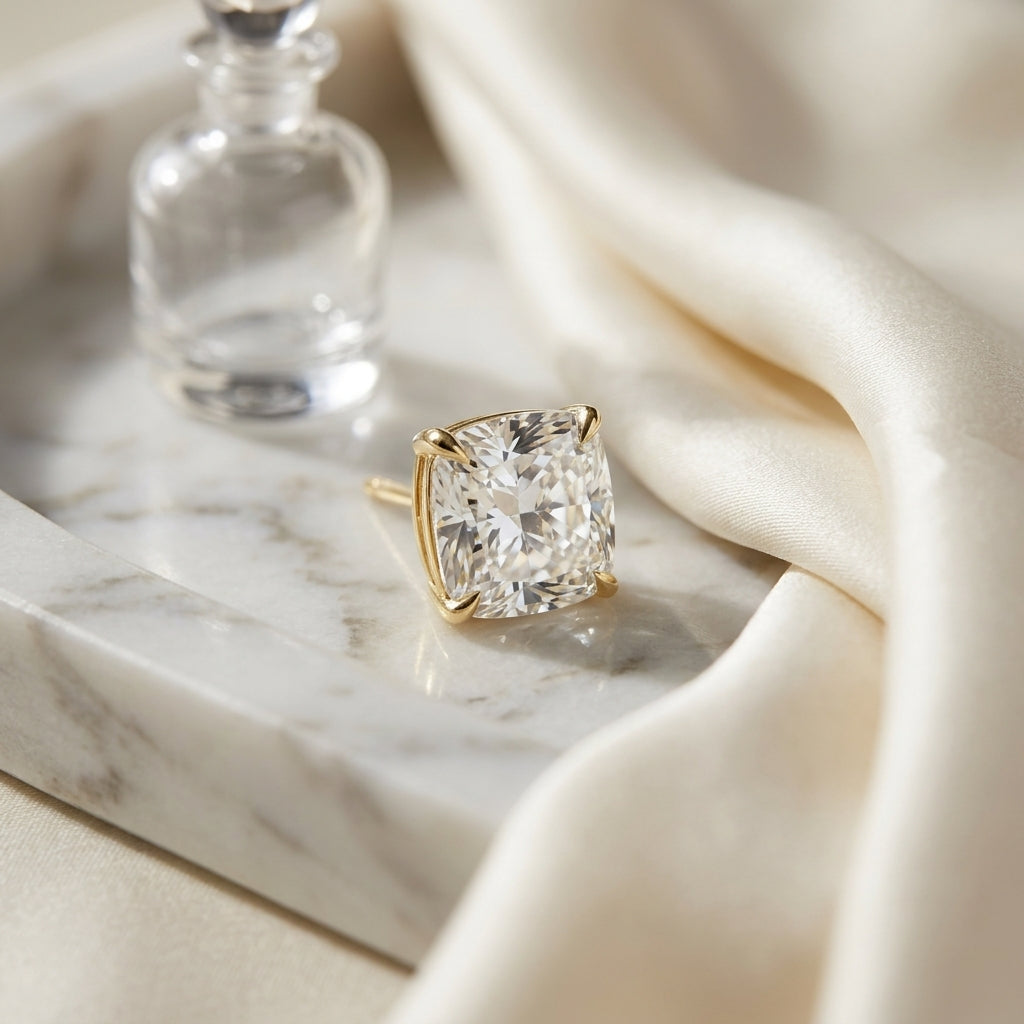 18k Yellow Gold 8-prong Round Brilliant Diamond Stud Earrings (0.75 Ct. T.w., Si1-si2 Clarity, J-k Color) — atelier still life