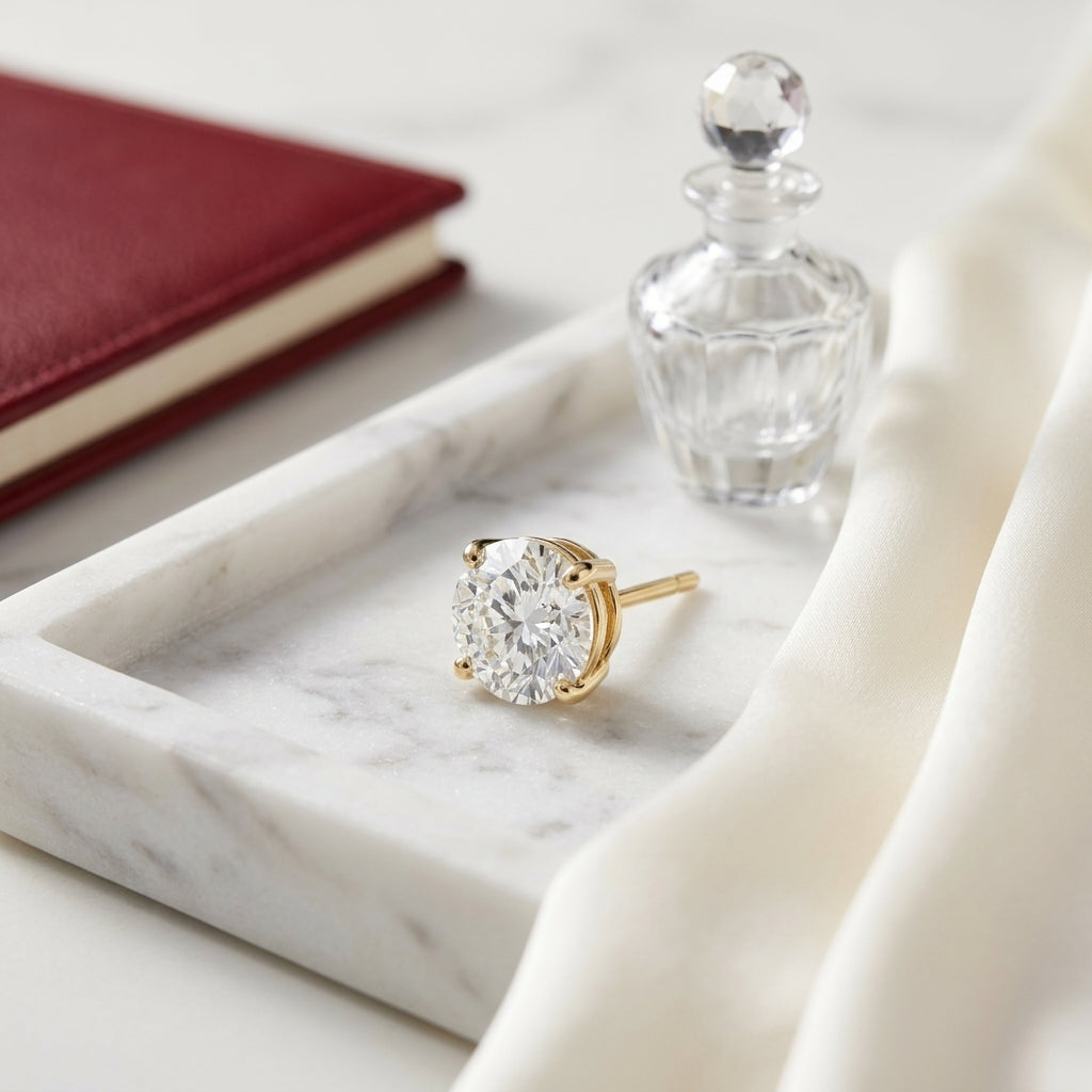 18k Yellow Gold 8-prong Round Brilliant Diamond Stud Earrings (1.06 Ct. T.w., Vs1-vs2 Clarity, F-g Color) — atelier still life