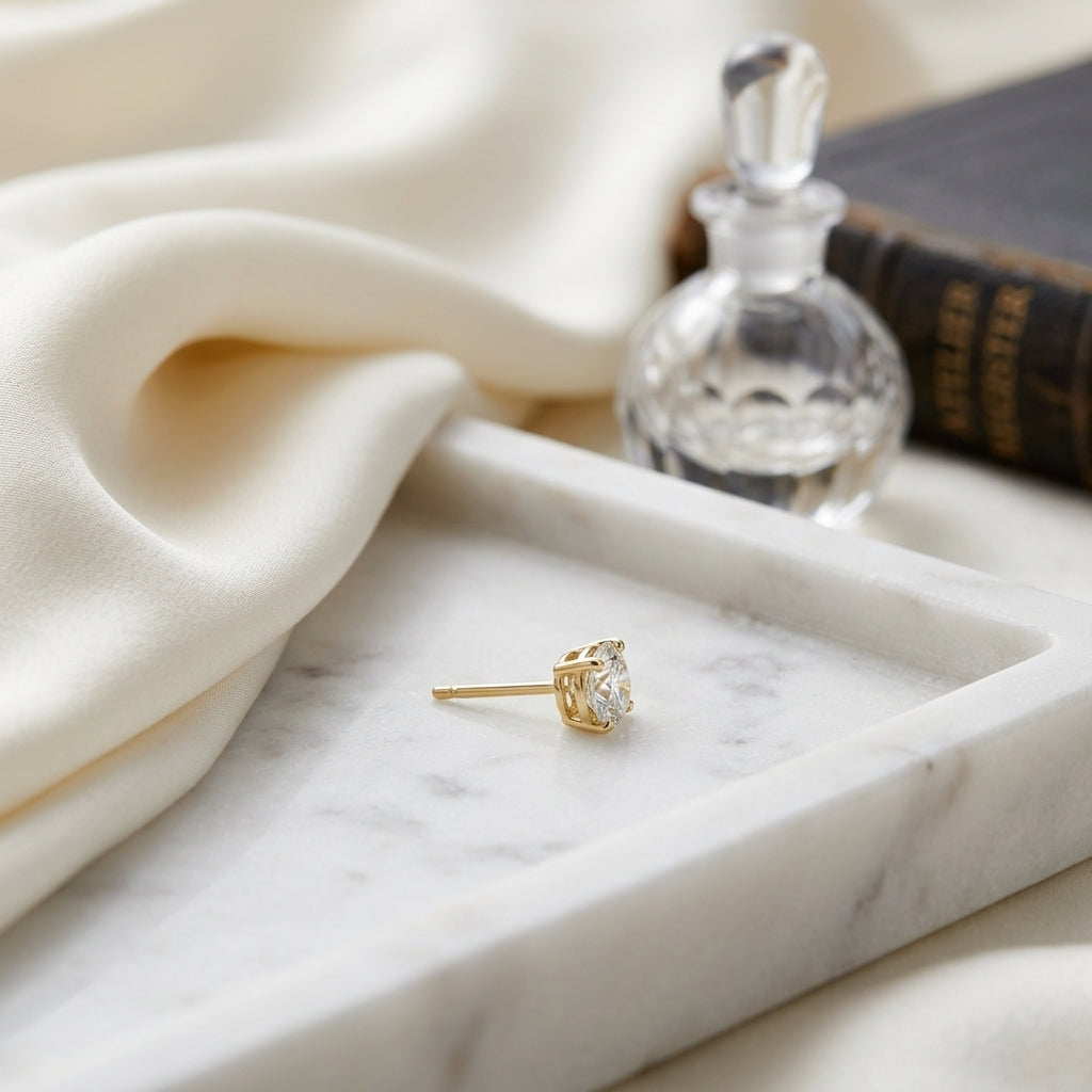 18k Yellow Gold 8-prong Round Brilliant Diamond Stud Earrings (1.06 Ct. T.w., Vs1-vs2 Clarity, H-i Color) — atelier still life