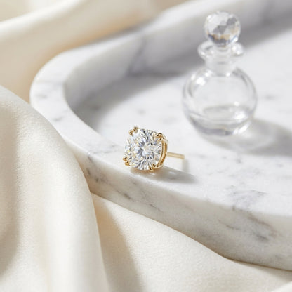 18k Yellow Gold 8-prong Round Brilliant Diamond Stud Earrings (1.47 Ct. T.w., Si1-si2 Clarity, H-i Color) — atelier still life