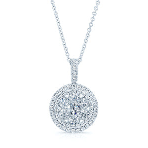 Diamond Double Entourage Pend In 14k White Gold