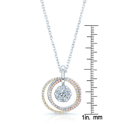 Diamond Three-circle Pendant In 14k Multi-color Gold