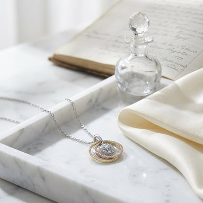 Diamond Three-circle Pendant In 14k Multi-color Gold — atelier still life