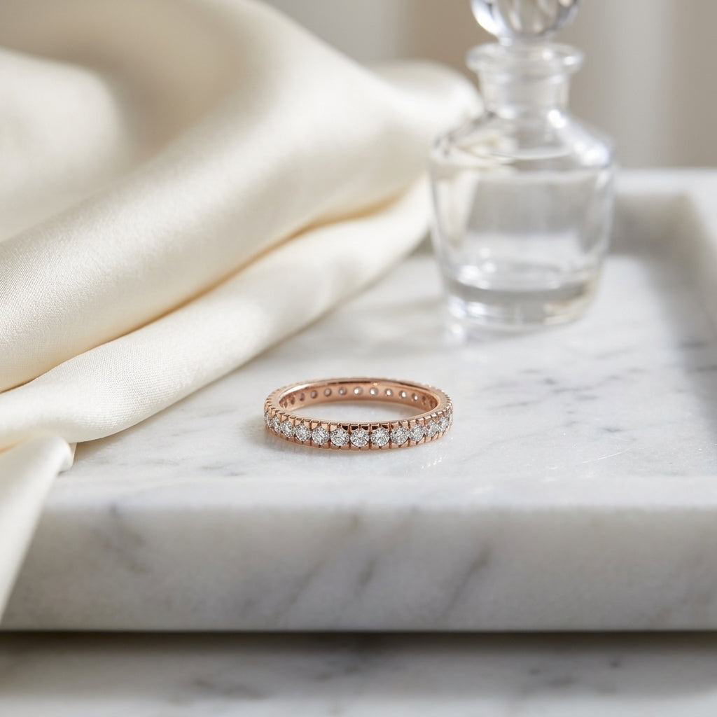 Diamond Slim Prong Band In 14k Rose Gold (0.32ctw) — atelier still life
