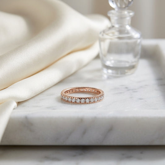 Diamond Slim Prong Band In 14k Rose Gold (0.32ctw) — atelier still life