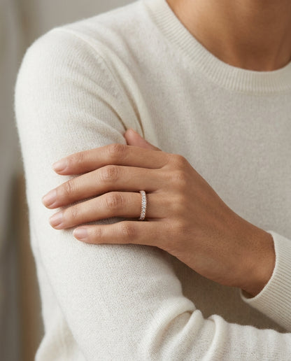 Diamond Slim Prong Band In 14k Rose Gold (0.32ctw) — editorial close-up