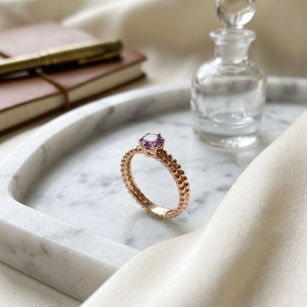 Amethyst Beaded In 14k Rose Gold — atelier still life