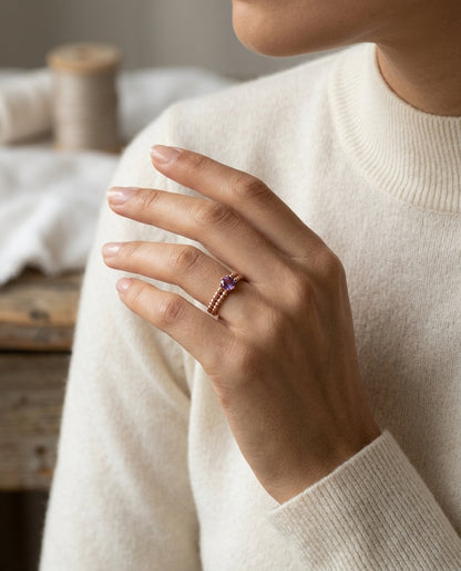Amethyst Beaded In 14k Rose Gold — editorial close-up