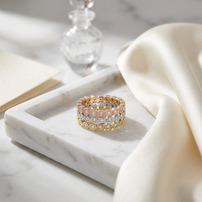 Diamond Milgrained Stackable Band In 14k Rose Gold — atelier still life