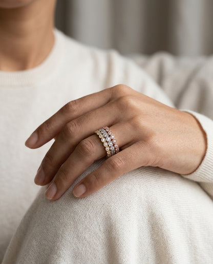 Diamond Milgrained Stackable Band In 14k Rose Gold — editorial close-up