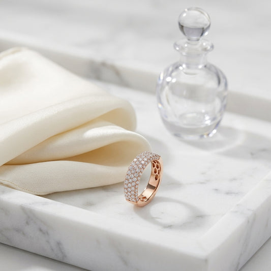 Round Diamond Micro-pave 3-row Band In 14k Rose Gold — atelier still life