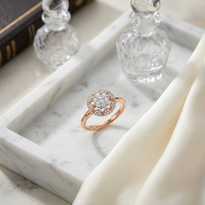 Diamond Art Deco Round Ring In 14k Rose Gold — atelier still life