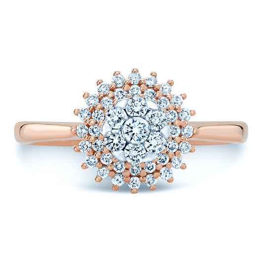 Diamond Cluster Starburst Ring In 14k Rose Gold