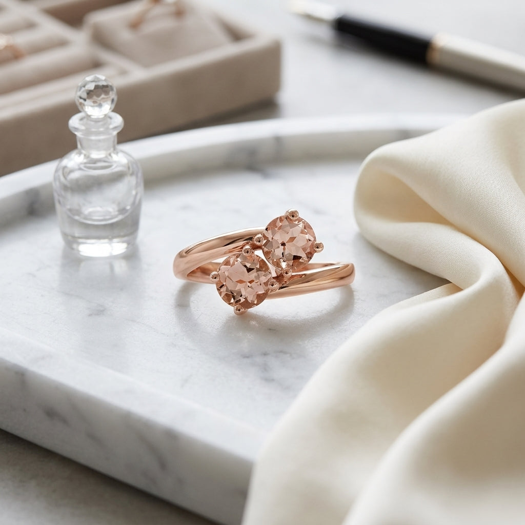 Morganite Duo Ring In 14k Rose Gold — atelier still life