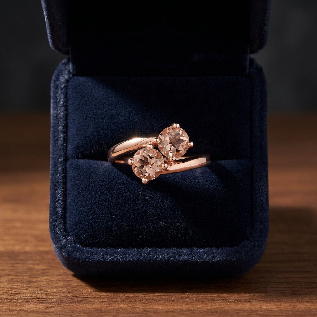 Morganite Duo Ring In 14k Rose Gold — gift presentation
