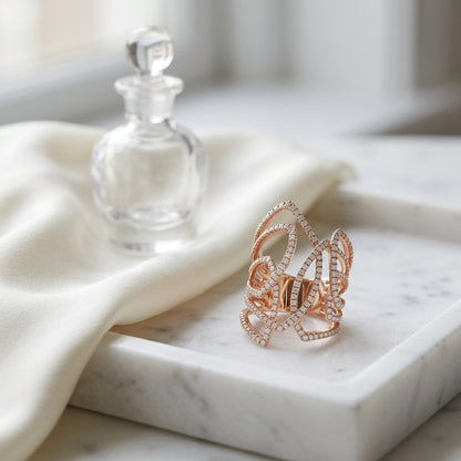 Diamond Pave Open Work Ring In 14k Rose Gold (9/10 Ct.tw.) — atelier still life