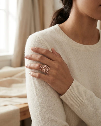 Diamond Pave Open Work Ring In 14k Rose Gold (9/10 Ct.tw.) — editorial close-up