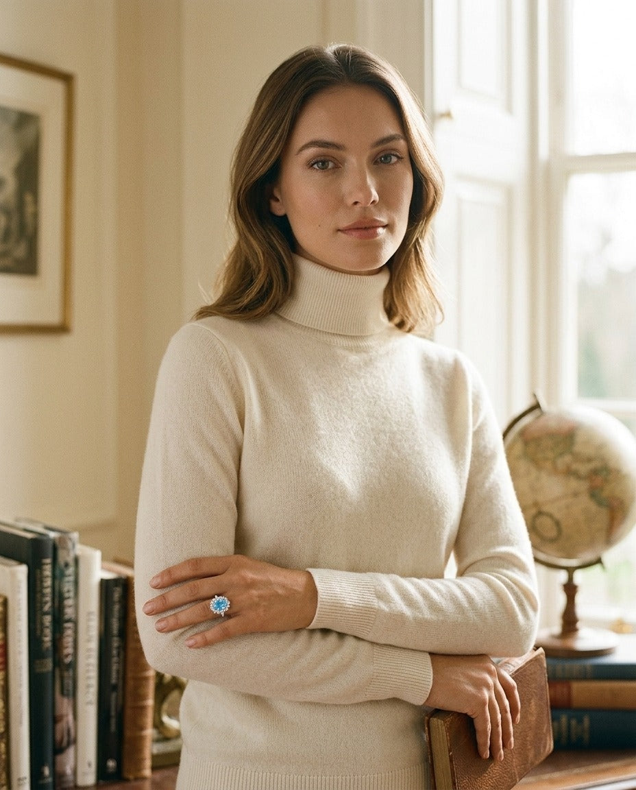 Morganite and Diamond Oval Border Ring  in 14k Rose Gold (8x6mm) — portrait full