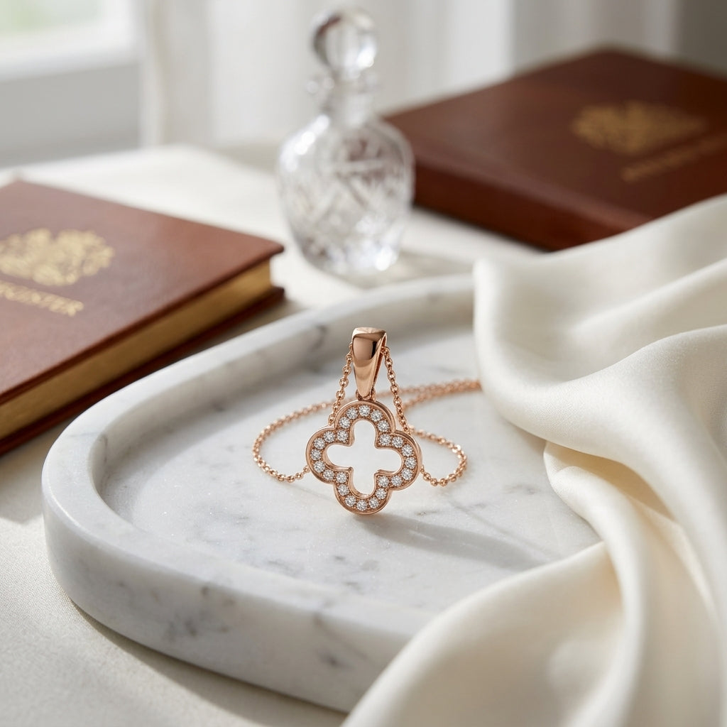 Diamond Clover Pendant In 14k Rose Gold — atelier still life
