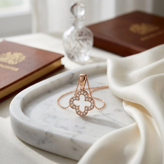 Diamond Clover Pendant In 14k Rose Gold — atelier still life