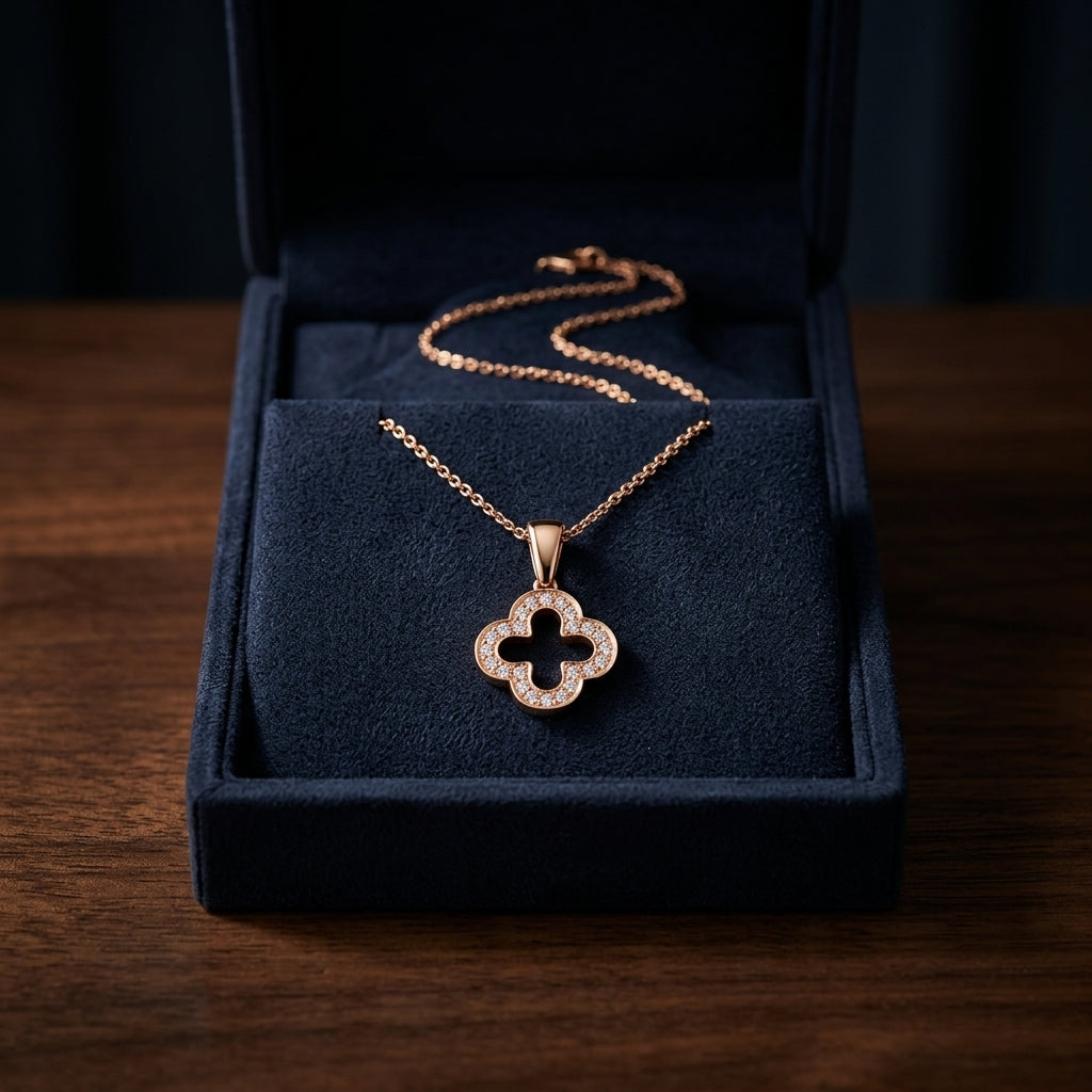 Diamond Clover Pendant In 14k Rose Gold — gift presentation
