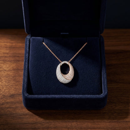 Diamond Pave Bi-color Oval Pendant In 14k Rose Gold — gift presentation