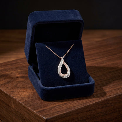 Diamond Pave Teardrop Pendant In 14k Rose Gold (17-in Curb Chain) — gift presentation