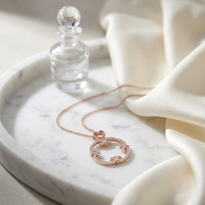 Diamond Pave Open Frame Curlicue Pendant In 14k Rose Gold — atelier still life