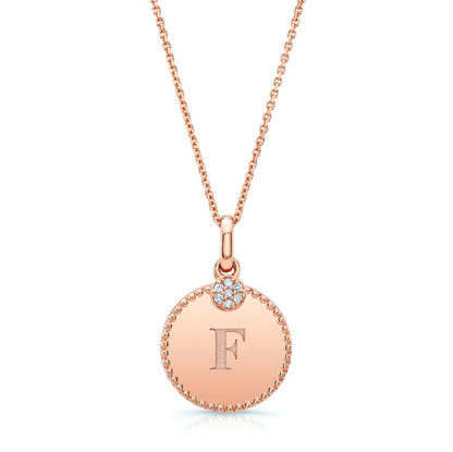 Diamond Initial "m" Disc Pendant In 14k Rose Gold