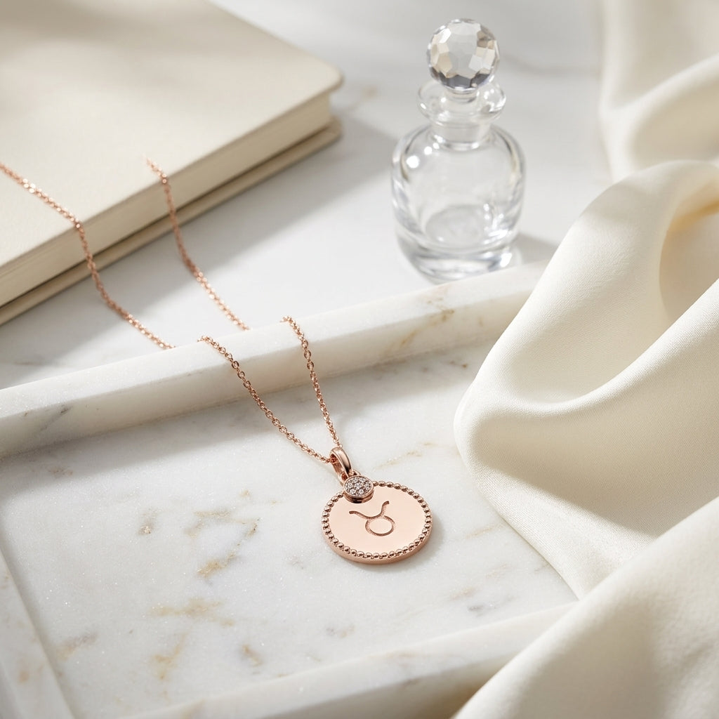 14k Rose Gold 0.035ct Tdw Diamond Zodiac Symbol Pendant (h-i, Si1-si2) — atelier still life