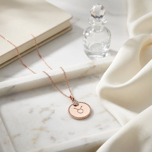14k Rose Gold 0.035ct Tdw Diamond Zodiac Symbol Pendant (h-i, Si1-si2) — atelier still life