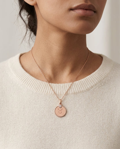 14k Rose Gold 0.035ct Tdw Diamond Zodiac Symbol Pendant (h-i, Si1-si2) — editorial close-up