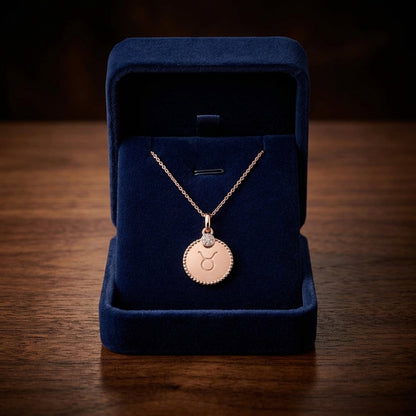 14k Rose Gold 0.035ct Tdw Diamond Zodiac Symbol Pendant (h-i, Si1-si2) — gift presentation