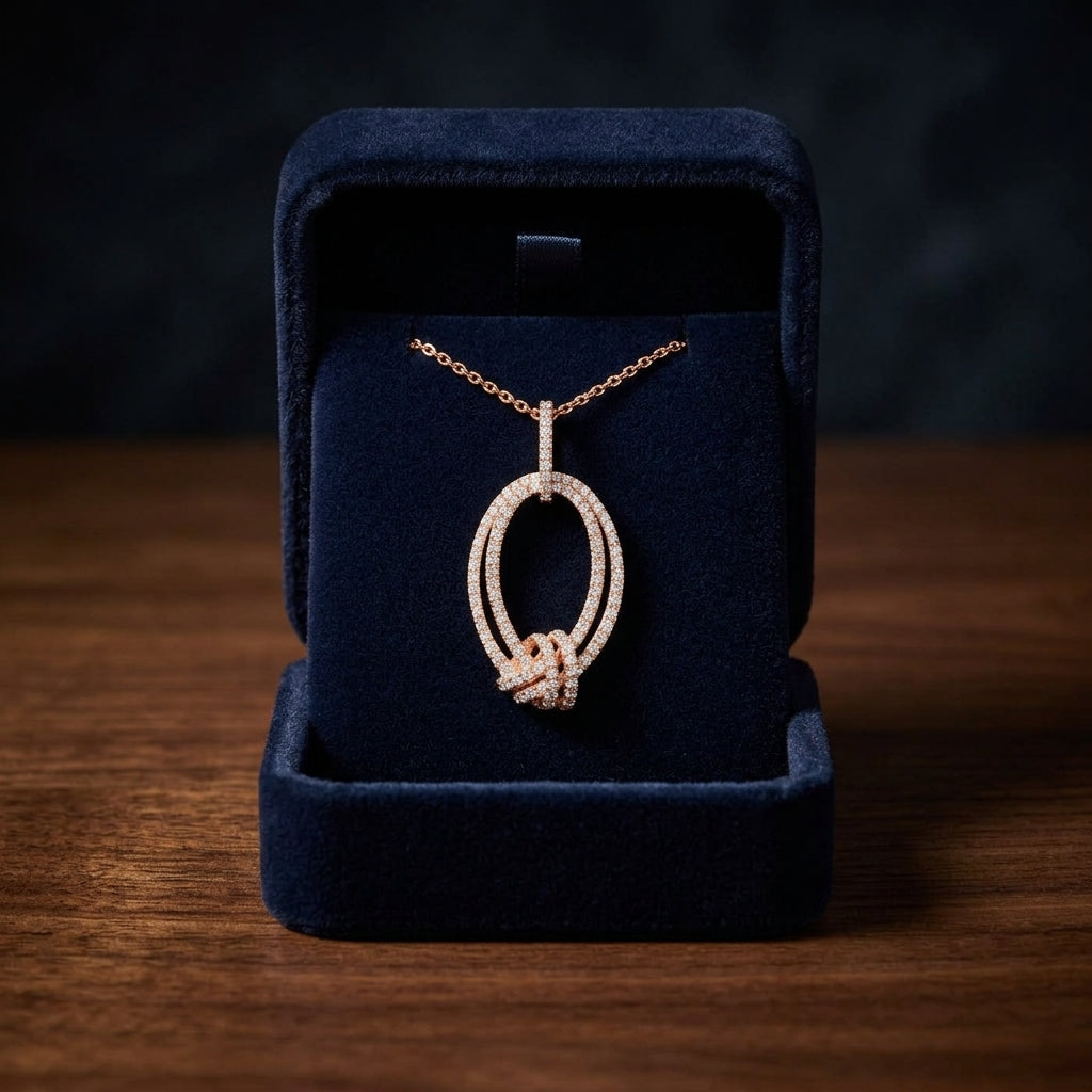 Pave Diamond Knot Pendant In 14k Rose Gold — gift presentation
